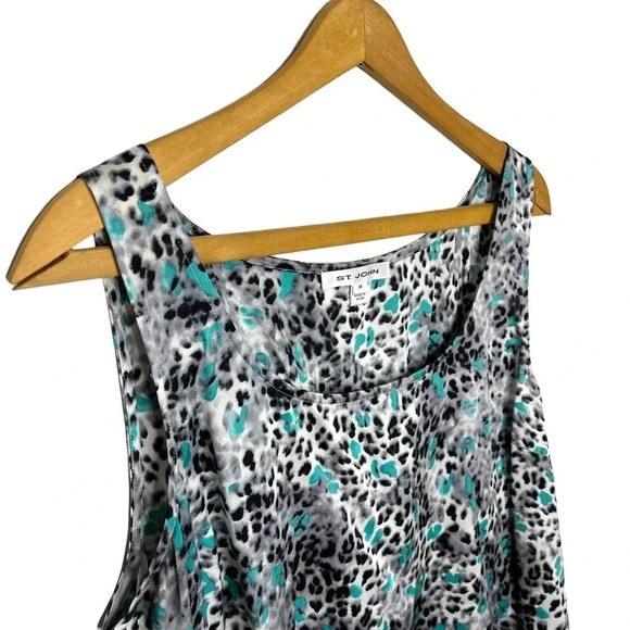 ST. JOHN Silk Leopard Cheetah Animal Print Sleeveless Camisole Tank Top - Picture 4 of 10